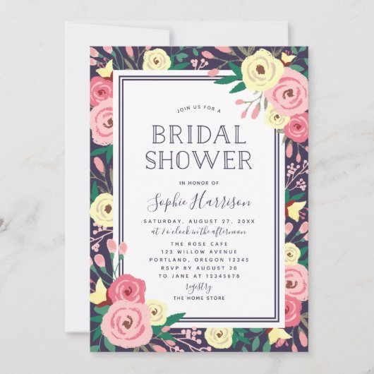 Tuin Bloeit Bloemen Bloemen Roze Vrijgezellenfeest Kaart (Voorkant)