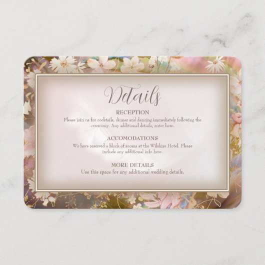 Tuin bloeit bruiloft informatiekaartje (Voorkant)