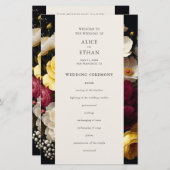 Tuin Bloeit Elegant Donker Trouwprogramma (Voorkant / Achterkant)