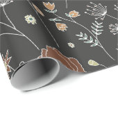  tuin bloeit op donkere achtergrond cadeaupapier (Rol Hoek)