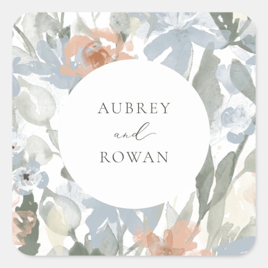 Tuin bloeit vierkante sticker (Voorkant)