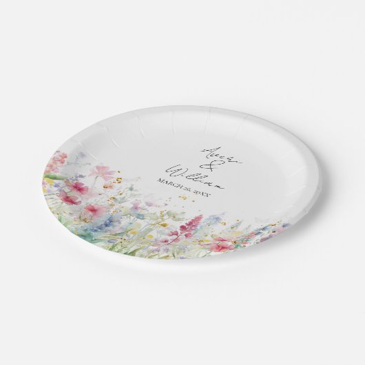 Tuin Bloem Aquarel Moderne Boho Huwelijk Papieren Bordje (Gekanteld)