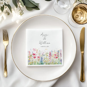 Tuin Bloem Aquarel Moderne Boho Huwelijk Servet
