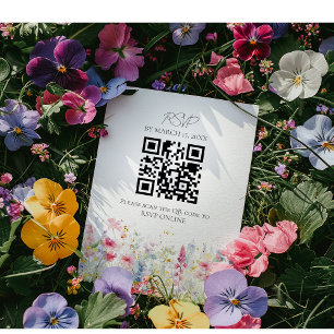 Tuin Bloem Aquarel Moderne bruiloft QR-code RSVP Kaartje