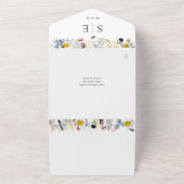 Tuin Bloem QR Code Elegante Monogram Trouw All In One Uitnodiging (Buitenkant)