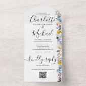 Tuin Bloem QR Code Handtekening Script Bruiloft All In One Uitnodiging (Binnen)