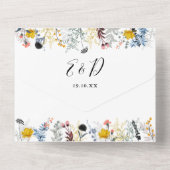 Tuin Bloem QR Code Harten Script Bruiloft All In One Uitnodiging (Achterkant)