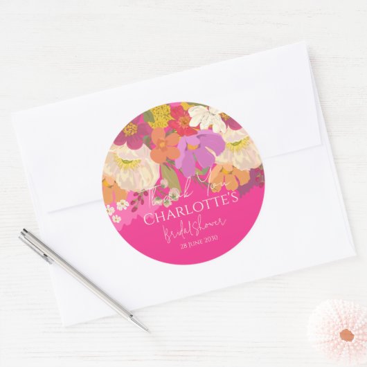 Tuin Bloem Roze Bruiloft Dank Je Wel Ronde Sticker (Envelop)