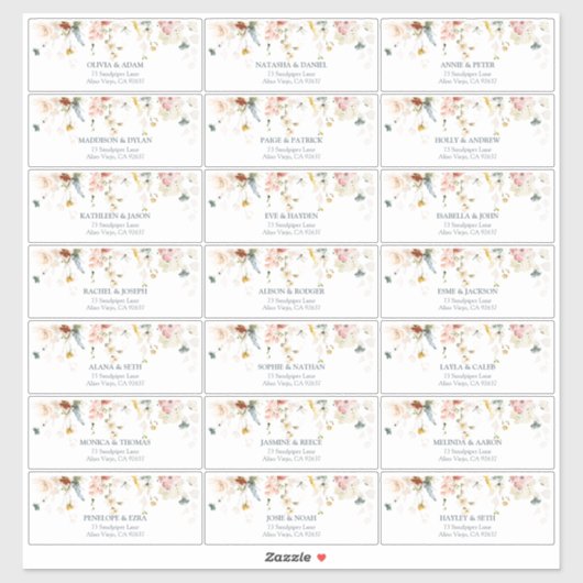 Tuin Bloemen Aquarel Gastadres Sticker (Vel)