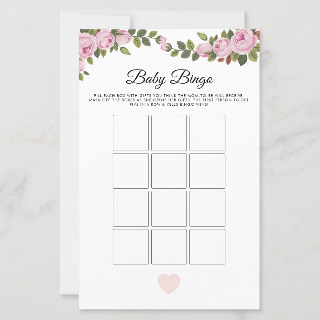 Tuin Bloemen Baby Bingo Baby shower Spel (Voorkant)