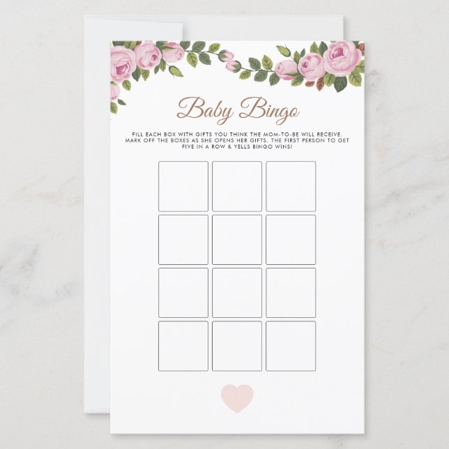 Tuin Bloemen Baby Bingo Baby shower Spel (Voorkant)