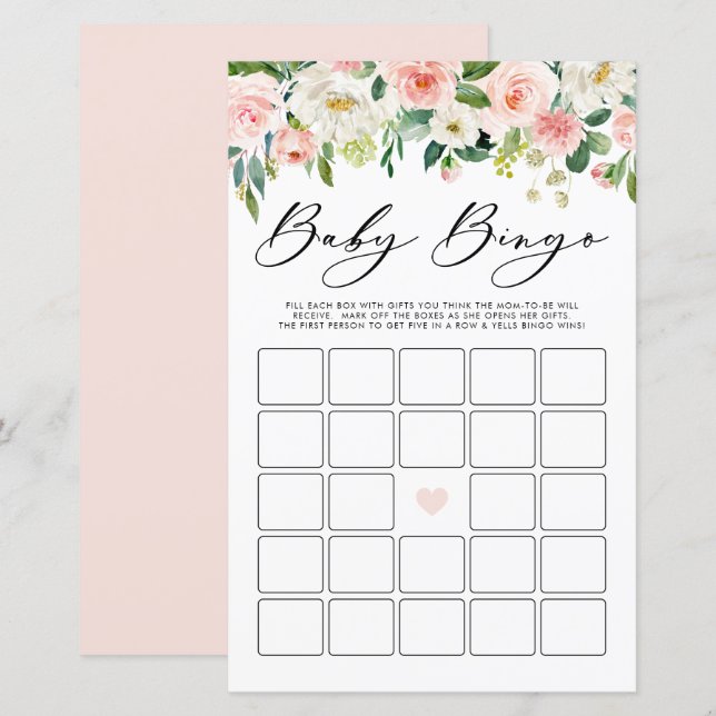 Tuin Bloemen Baby Bingo Baby shower Spel (Voorkant / Achterkant)