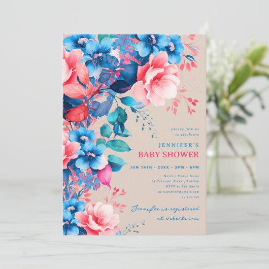 Tuin Bloemen Baby shower Champagne Kaart (Staand voorkant)