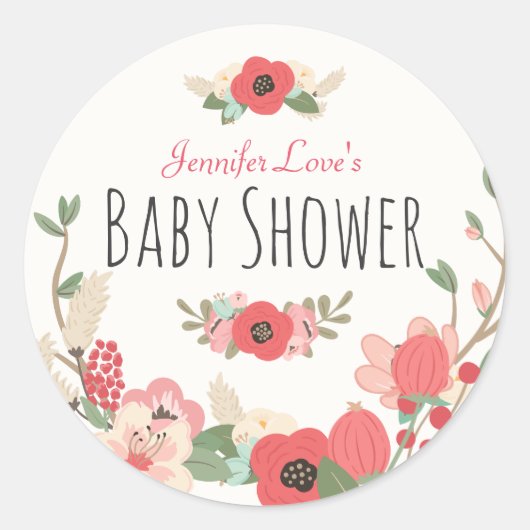 Tuin Bloemen Baby shower Ronde Sticker (Voorkant)