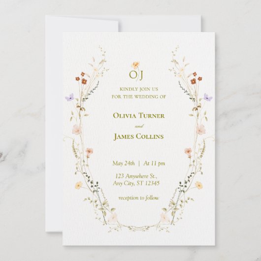 Tuin Bloemen Botanische bruiloft Kaart (Voorkant)