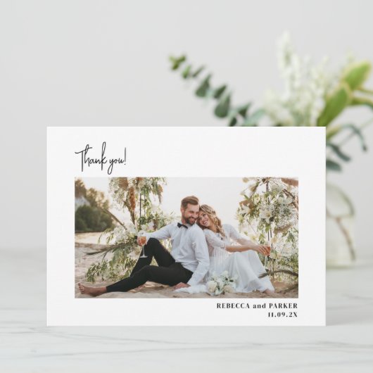 Tuin Bloemen Bruiloft Dank u foto Qr scan Bedankkaart (Staand voorkant)