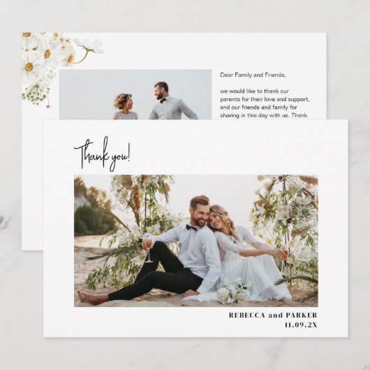 Tuin Bloemen Bruiloft Dank u foto Qr scan Bedankkaart (Voorkant / Achterkant)