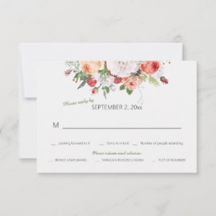 Tuin Bloemen Bruiloft RSVP Kaart Antiek Design