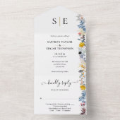 Tuin Bloemen Elegant Monogram Bruiloft All In One Uitnodiging (Binnen)