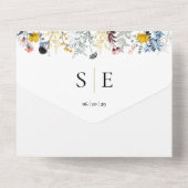 Tuin Bloemen Elegant Monogram Bruiloft All In One Uitnodiging (Achterkant)