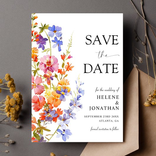 Tuin Bloemen Elegante Wildflower Bruiloft Save The Date