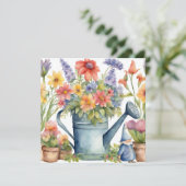 Tuin Bloemen en Gietkan Aquarel  Kaart (Staand voorkant)