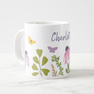 Tuin Bloemen en Vlinders Aangepaste Naam Grote Koffiekop