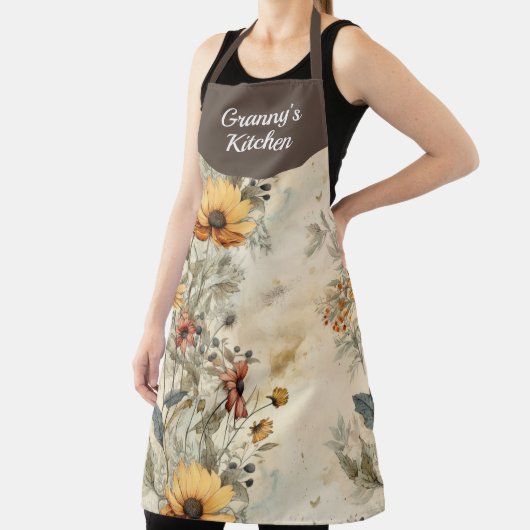 Tuin Bloemen Gepersonaliseerd Overal Print Schort (Insitu)