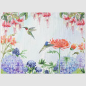 Tuin Bloemen Hummingbird Waterverf Decoupage Tissuepapier (Voorkant)