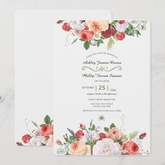 Tuin Bloemen Huwelijksuitnodiging Kaart (Voorkant / Achterkant)