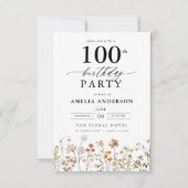 Tuin Bloemen Kalligrafie 100ste verjaardag Kaart (Voorkant)
