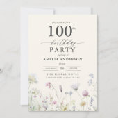 Tuin Bloemen Kalligrafie 100ste verjaardag Kaart (Voorkant)