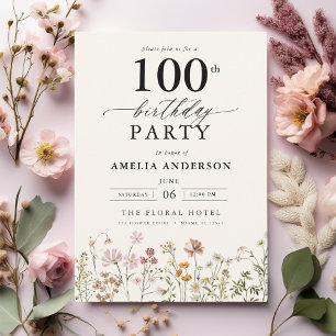 Tuin Bloemen Kalligrafie 100ste verjaardag Kaart