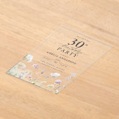 Tuin Bloemen Kalligrafie 30ste verjaardag Acryl Uitnodigingen (Laagn)