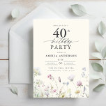 Tuin Bloemen Kalligrafie 40ste verjaardag Kaart<br><div class="desc">Vier in stijl met een tuin bloemenkalligrafie 40e verjaardag uitnodiging, perfect voor een mijlpaal evenement. Met levendige bloemige design en elegante kalligrafie zet deze uitnodiging een grillige maar verfijnde toon voor uw feest. Het weelderige tuinthema combineert natuurlijke schoonheid met sierlijke typografie, waardoor een tijdloze en uitnodigende look wordt gecreëerd. Ideaal...</div>