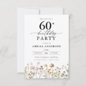 Tuin Bloemen Kalligrafie 60ste verjaardag Kaart (Voorkant)