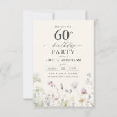 Tuin Bloemen Kalligrafie 60ste verjaardag Kaart (Voorkant)