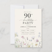 Tuin Bloemen Kalligrafie 90ste verjaardag Kaart (Voorkant)