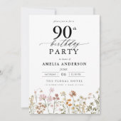 Tuin Bloemen Kalligrafie 90ste verjaardag Kaart (Voorkant)