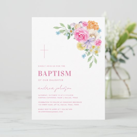 Tuin Bloemen Lente Zomer Doop Doop Kaart (Staand voorkant)