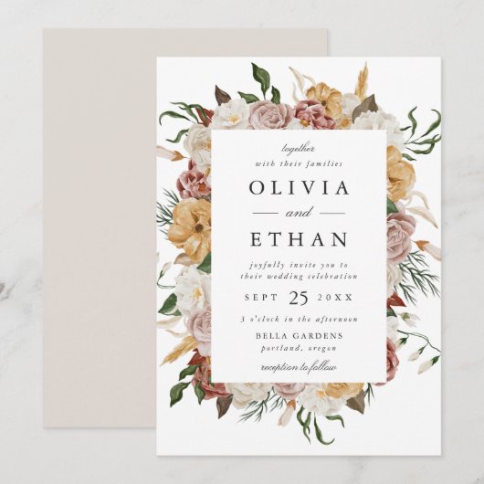  Tuin Bloemen Lijst bruiloft Kaart (Voorkant / Achterkant)