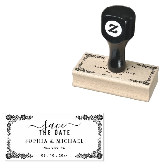 Tuin Bloemen Lijst Modern Save The Date Bruiloft Rubberstempel (Gestempeld)