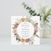  Tuin Bloemen Lijst Square Wedding Kaart (Staand voorkant)