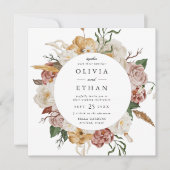  Tuin Bloemen Lijst Square Wedding Kaart (Voorkant)