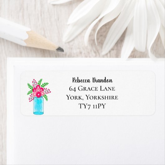 Tuin Bloemen Mason Jar Retouradres labels (Insitu)