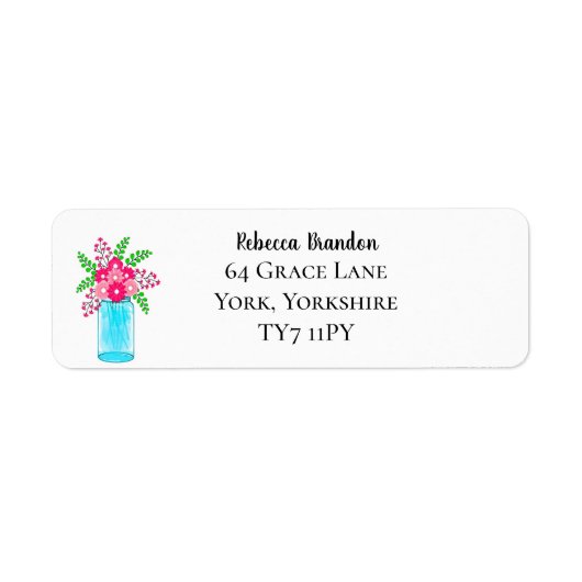 Tuin Bloemen Mason Jar Retouradres labels (Voorkant)