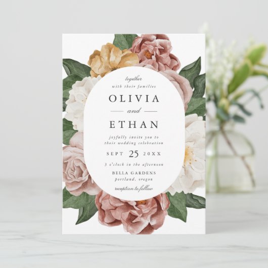  Tuin Bloemen Ovaal Lijst Wedding Kaart (Staand voorkant)