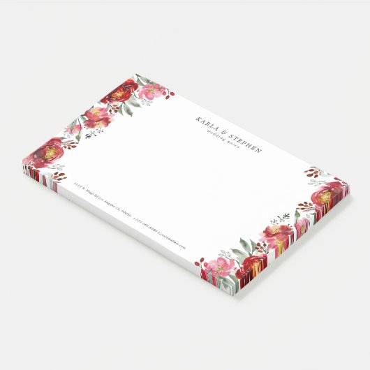 Tuin Bloemen Rand Diep-rood & Groen Post-it® Notes (Schuin)
