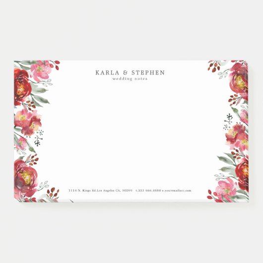 Tuin Bloemen Rand Diep-rood & Groen Post-it® Notes (Voorkant)