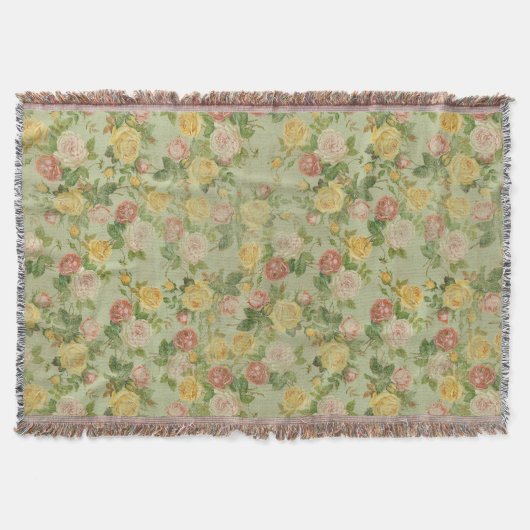 Tuin Bloemen Roos Roze/Groen Land Deken (Voorkant)